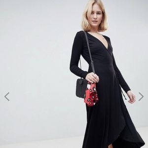 ASOS TALL Midi Wrap Tea Dress With Long Sleeves